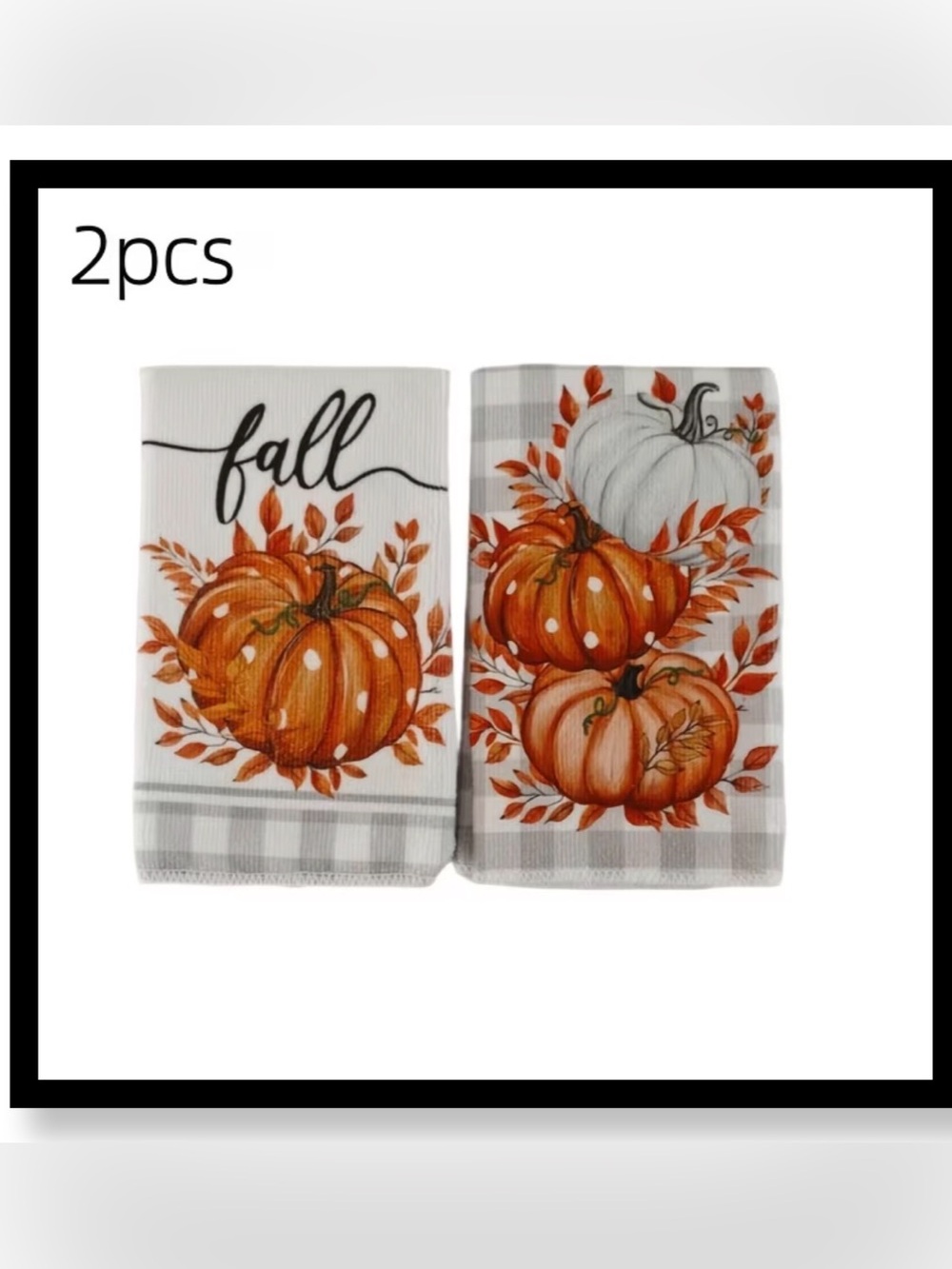 🆕 Fall Pumpkin Kitchen Towels - Orange Autumn Dish Towels (Set of 2)